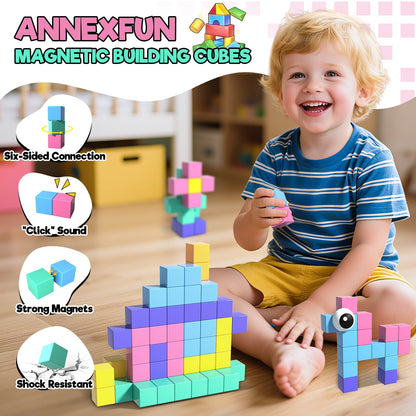 Magtribe™【Pastel Color】Magnetic Building Blocks| 52 PCS | 1.0" | Plain