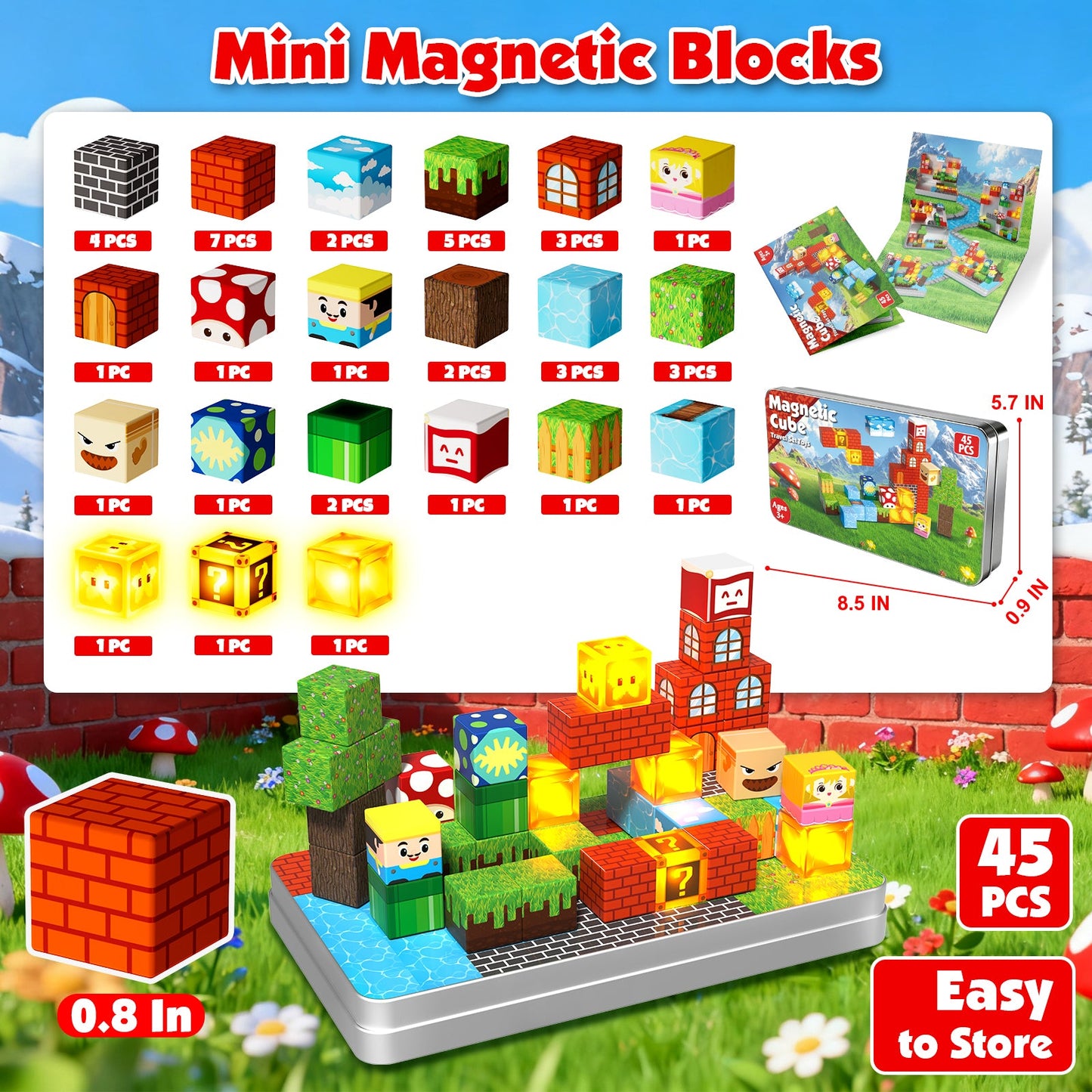 Magtribe™【Star Fortress】Magnetic Building Blocks | 45 PCS | 0.8" | Portable
