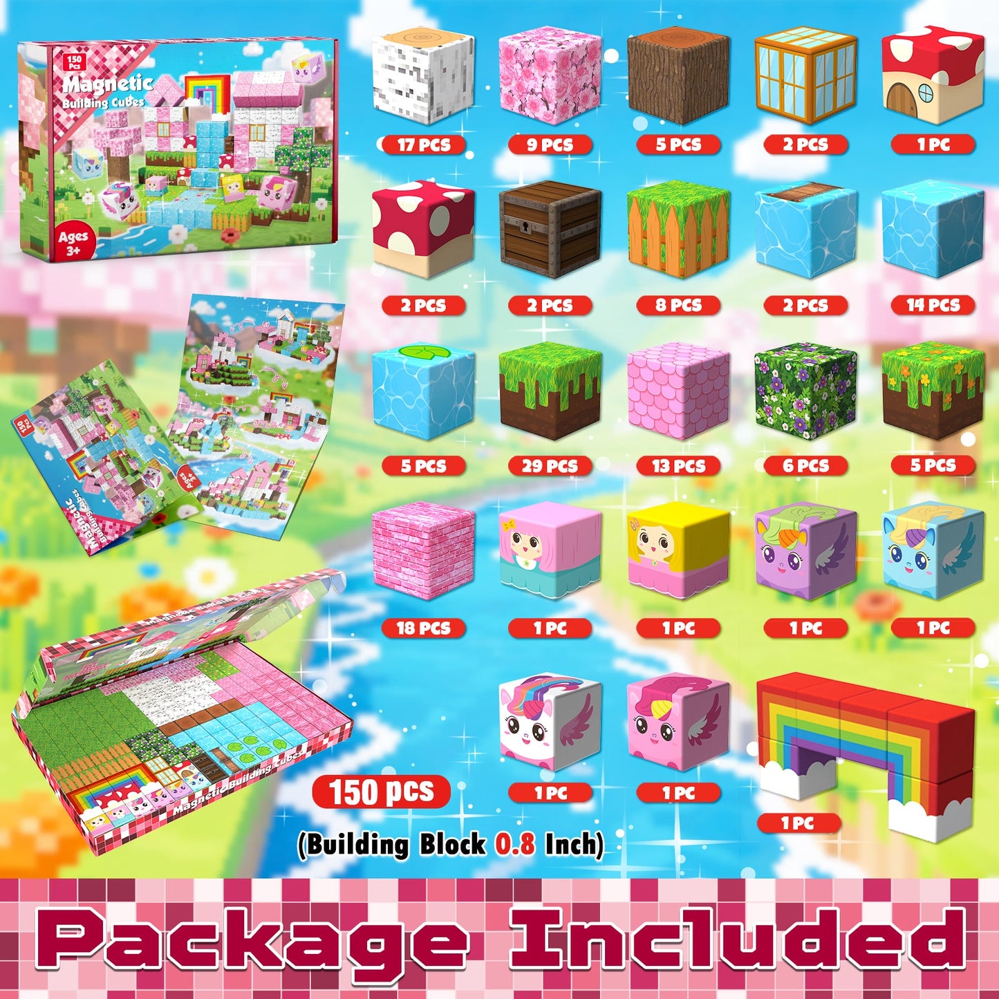 Magtribe™【Unicorn House】Magnetic Building Blocks | 100-150 PCS | 0.8" | Fiction