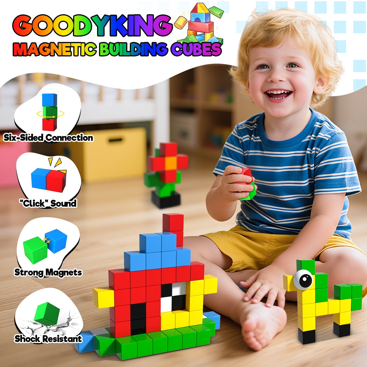 Magtribe™【Solid Color】Magnetic Building Blocks | 52 PCS | 1.0" | Plain