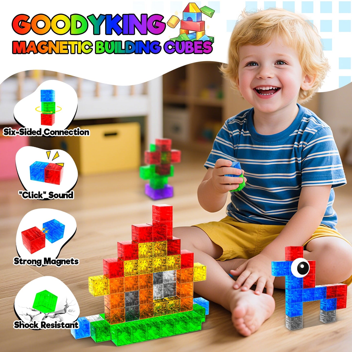 Magtribe™【Clear Color】Magnetic Building Blocks | 52 PCS | 1.0" | Plain