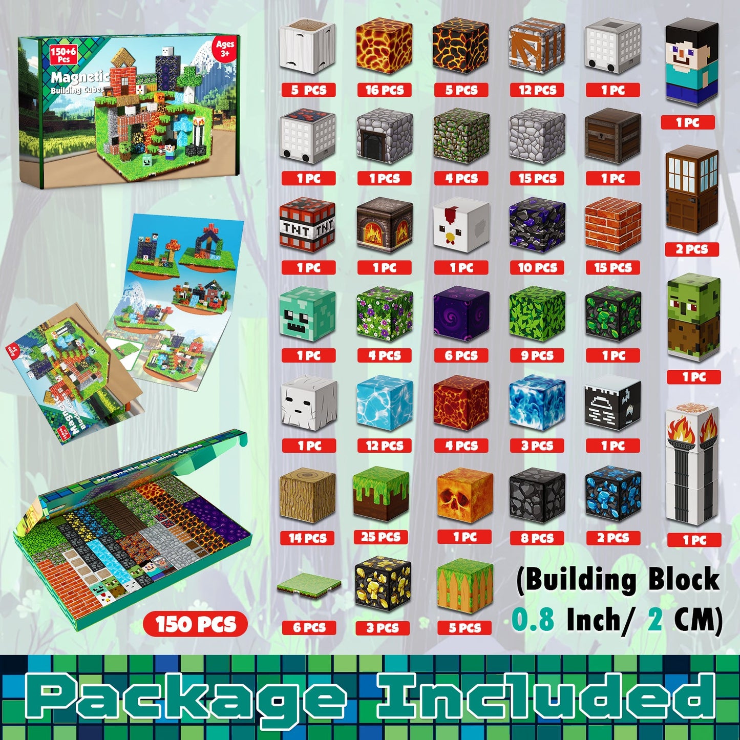 Magtribe™【Mining Cart】Magnetic Building Blocks | 150-200 PCS | 0.8" | Panel