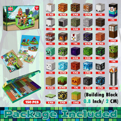 Magtribe™【Mining Cart】Magnetic Building Blocks | 150-200 PCS | 0.8" | Panel