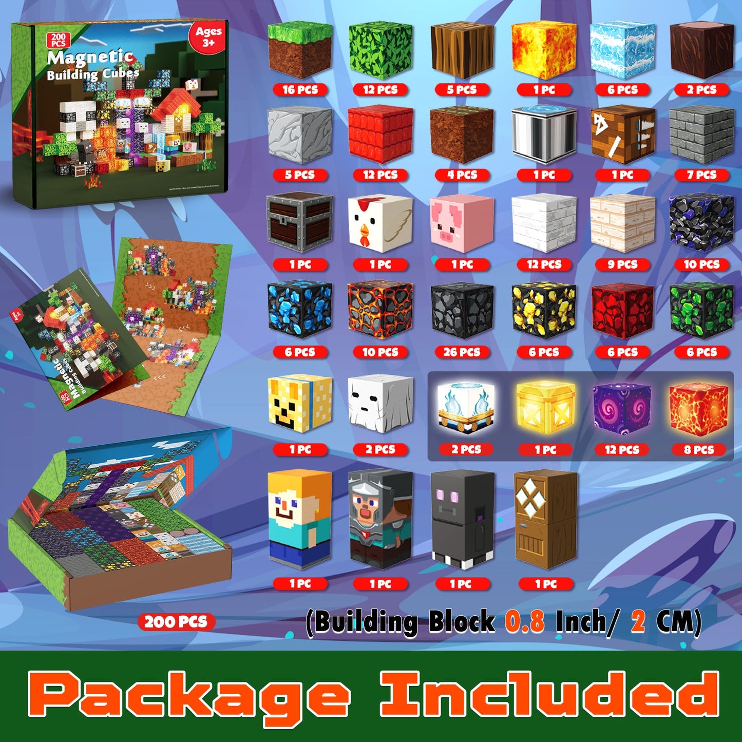 Magtribe™【Portal x Forest】Magnetic Building Blocks | 200 PCS | 0.8" | Glowing
