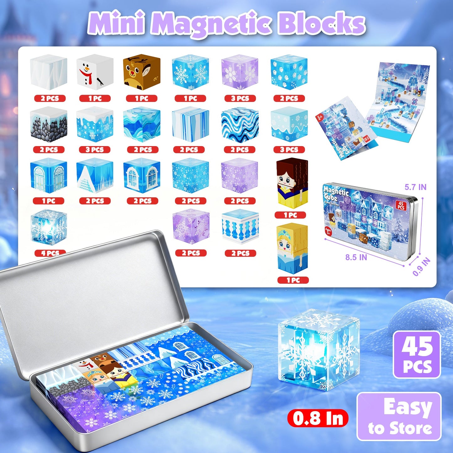 Magtribe™【Ice Valley】Magnetic Building Blocks | 45 PCS | 0.8" | Portable