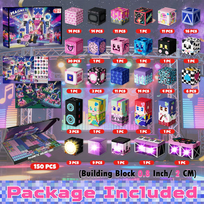 Magtribe™【Rock Band】Magnetic Building Blocks | 150 PCS | 0.8" | Glowing