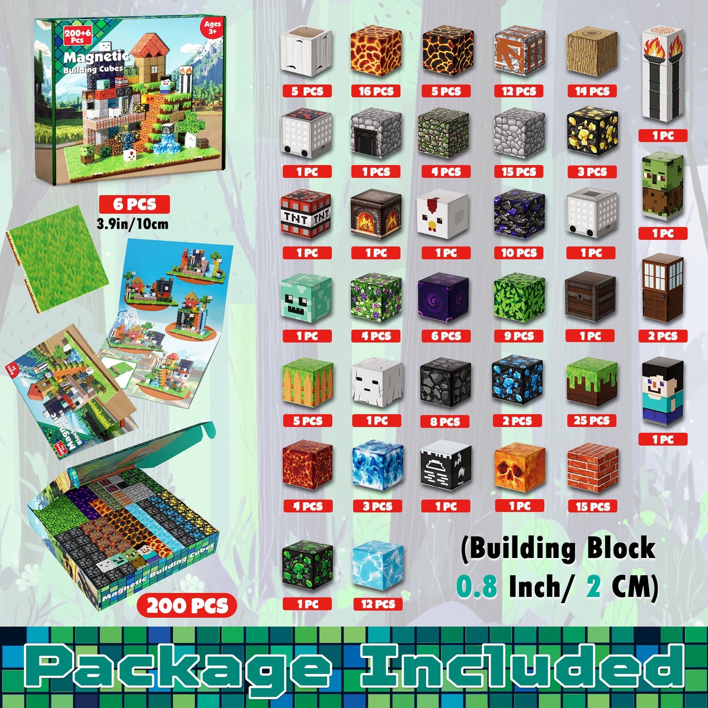 Magtribe™【Mining Cart】Magnetic Building Blocks | 150-200 PCS | 0.8" | Panel