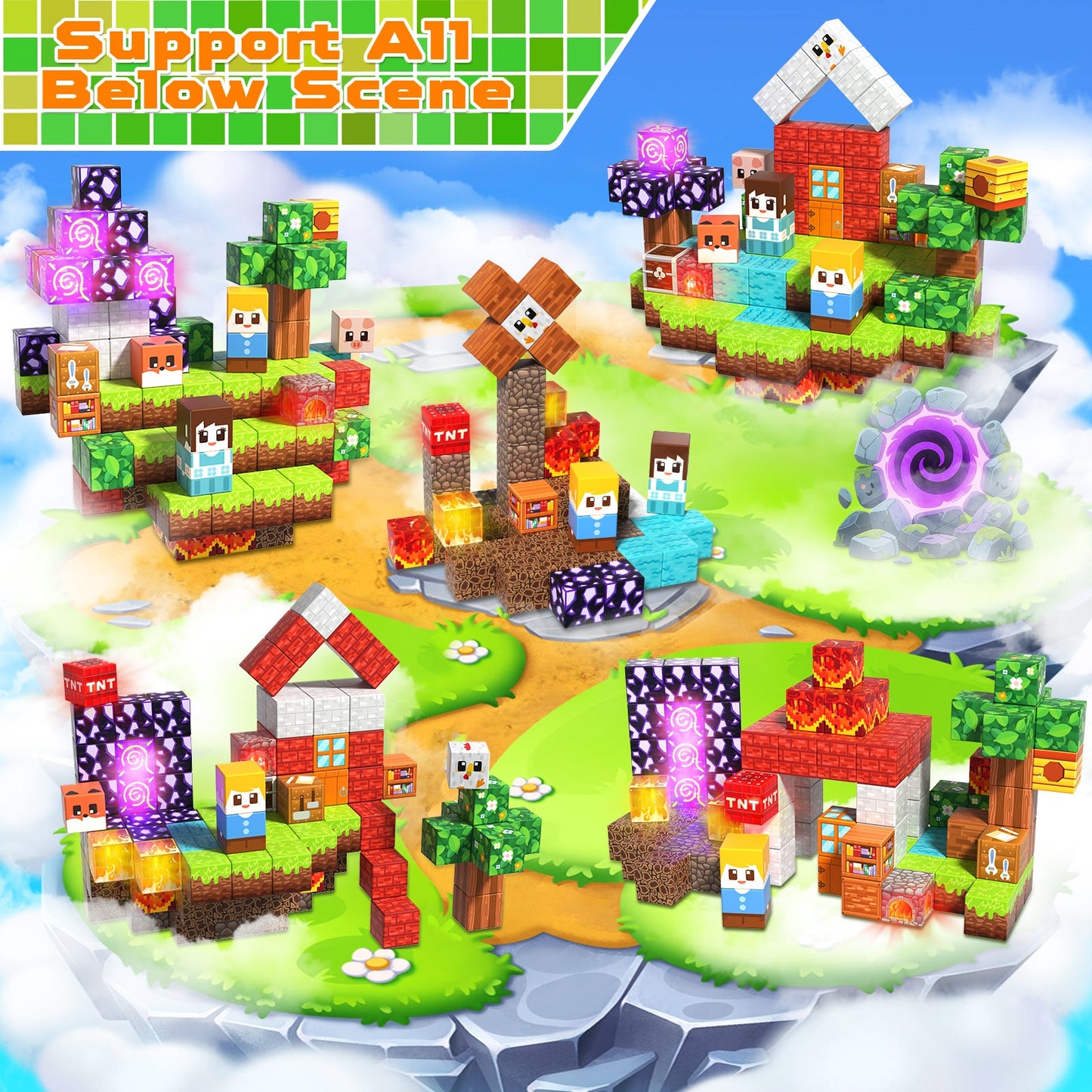 Magtribe™【Sky Island】Magnetic Building Blocks | 150 PCS | 0.8" | Glowing