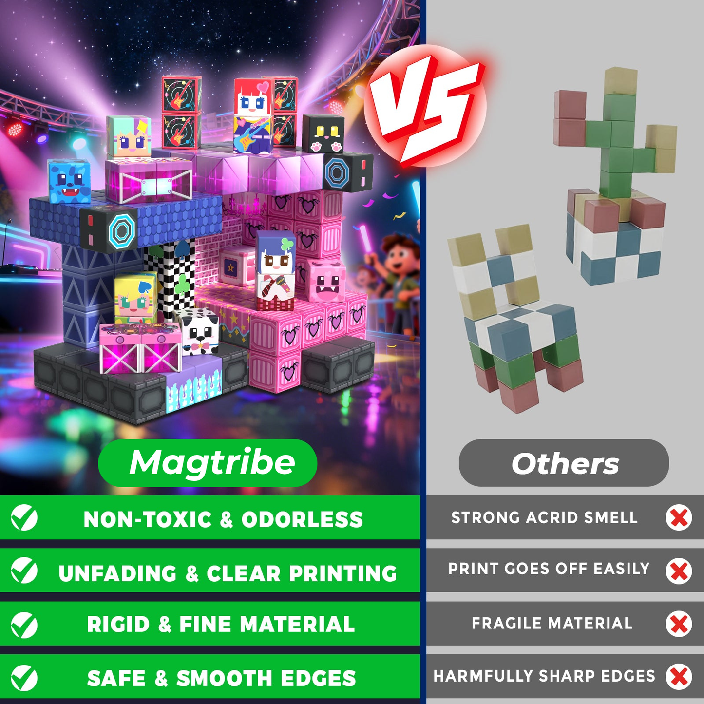 Magtribe™【Rock Band】Magnetic Building Blocks | 150 PCS | 0.8" | Glowing