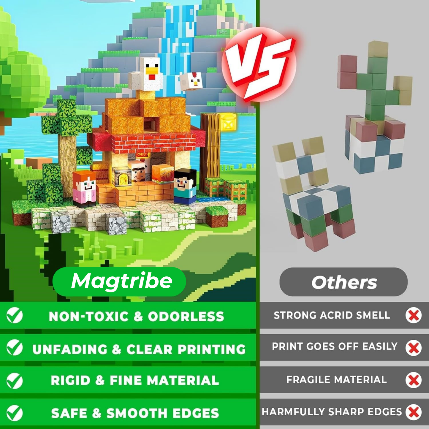 Magtribe™【Chicken Store】Magnetic Building Blocks | 200 PCS | 0.8" | Glowing