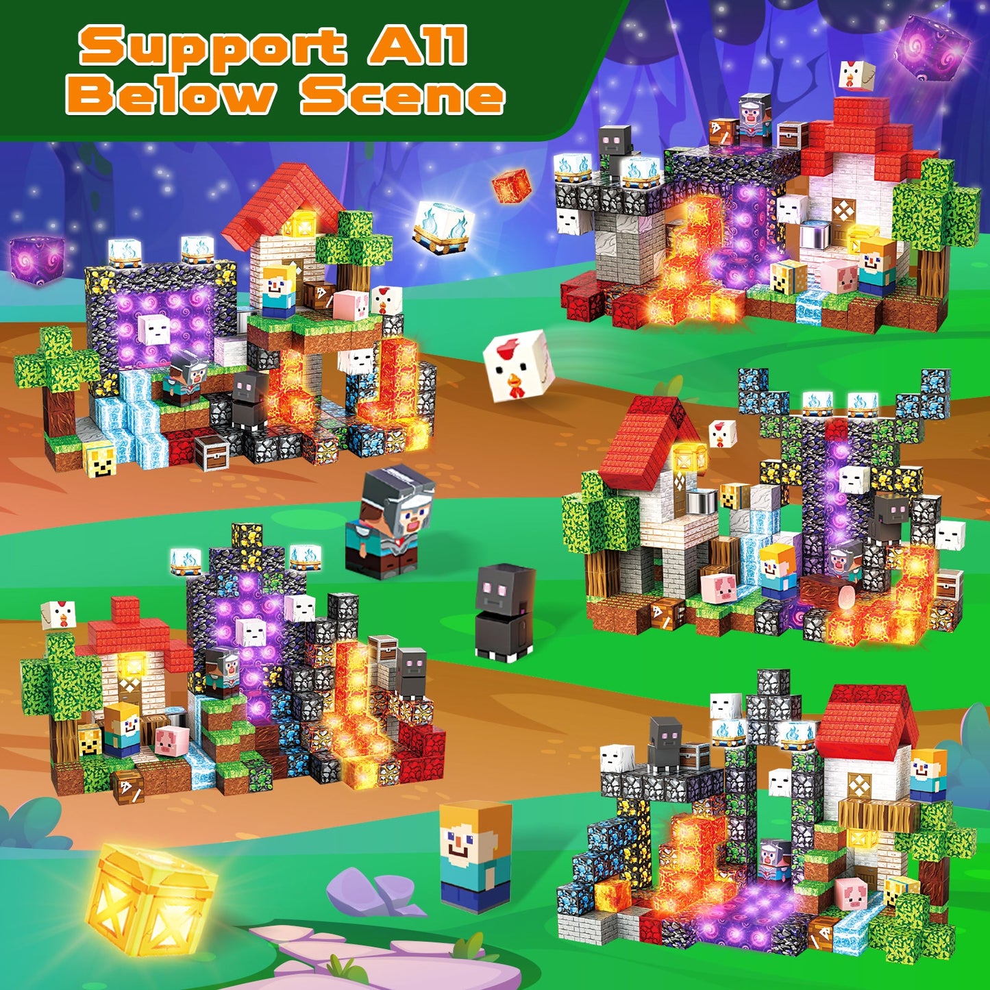 Magtribe™【Portal x Forest】Magnetic Building Blocks | 200 PCS | 0.8" | Glowing