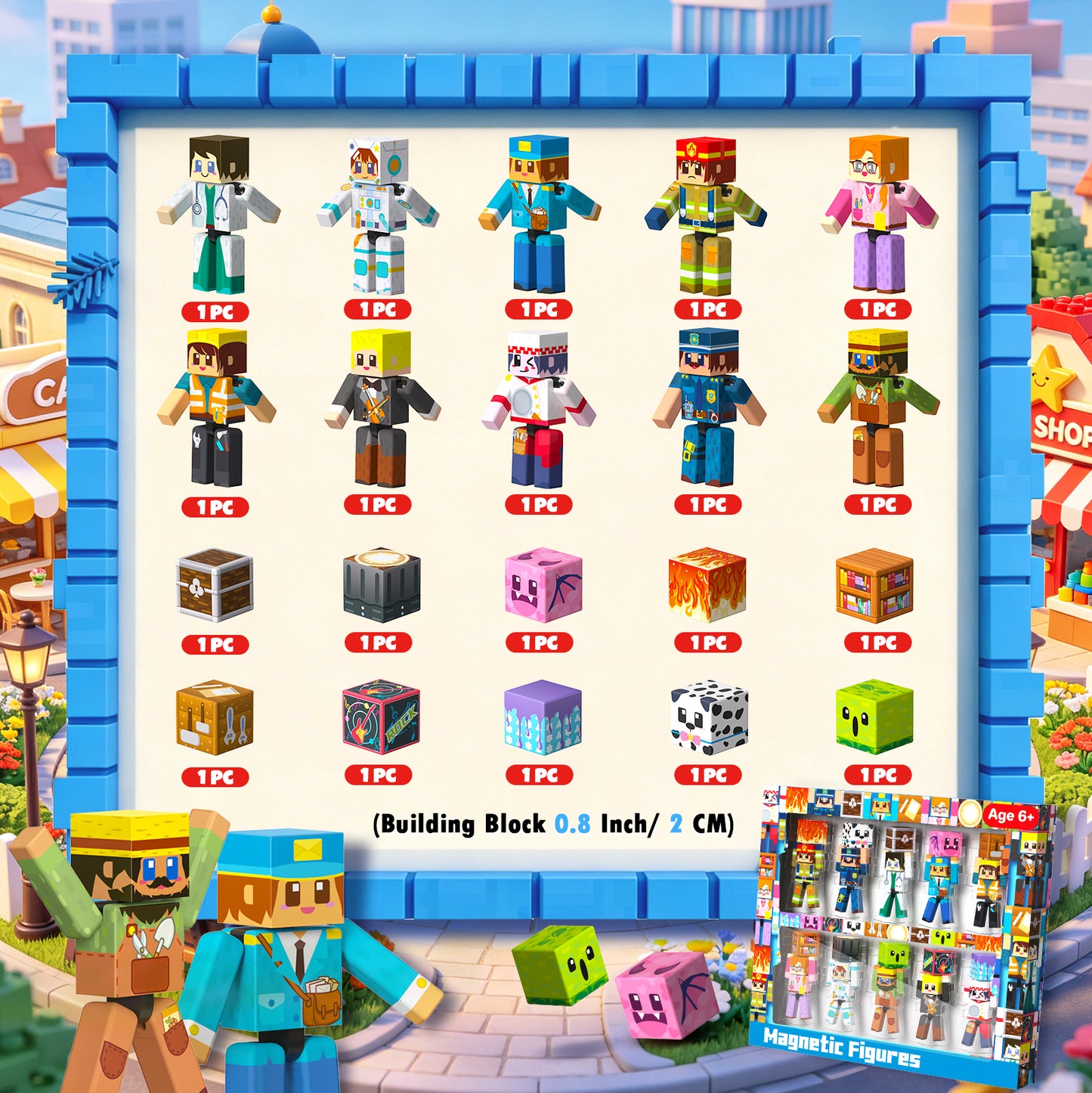 Magtribe™【Mini Profession】Magnetic Building Blocks | 10 PCS | 2.25" | Littleman