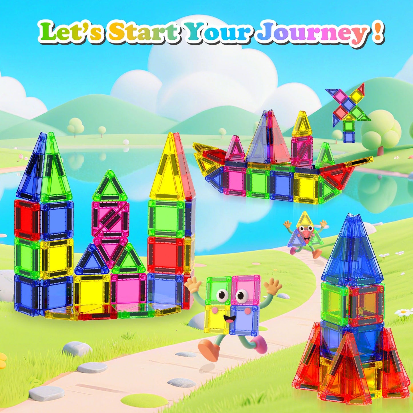 Magtribe™【Geometric Learning】Magnetic Building Blocks | 40-56 PCS | 1.5" | Tile