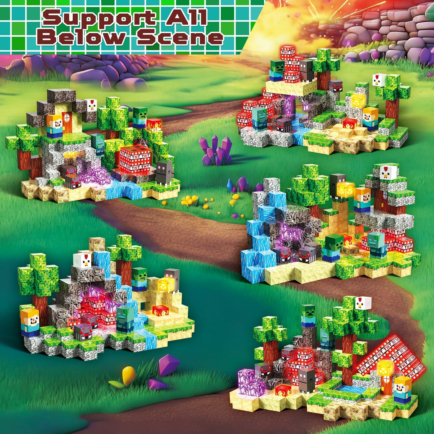 Magtribe™【Death Mountain】Magnetic Building Blocks | 200-400 PCS | 0.8" | Glowing