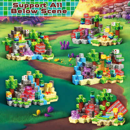 Magtribe™【Death Mountain】Magnetic Building Blocks | 200-400 PCS | 0.8" | Glowing