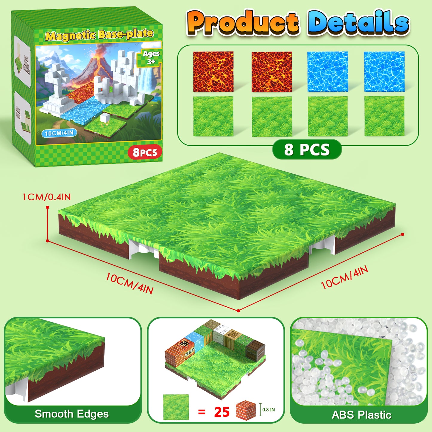 Magtribe™【Mix Element】Magnetic Building Blocks | 8 PCS | 4.0" | Panel