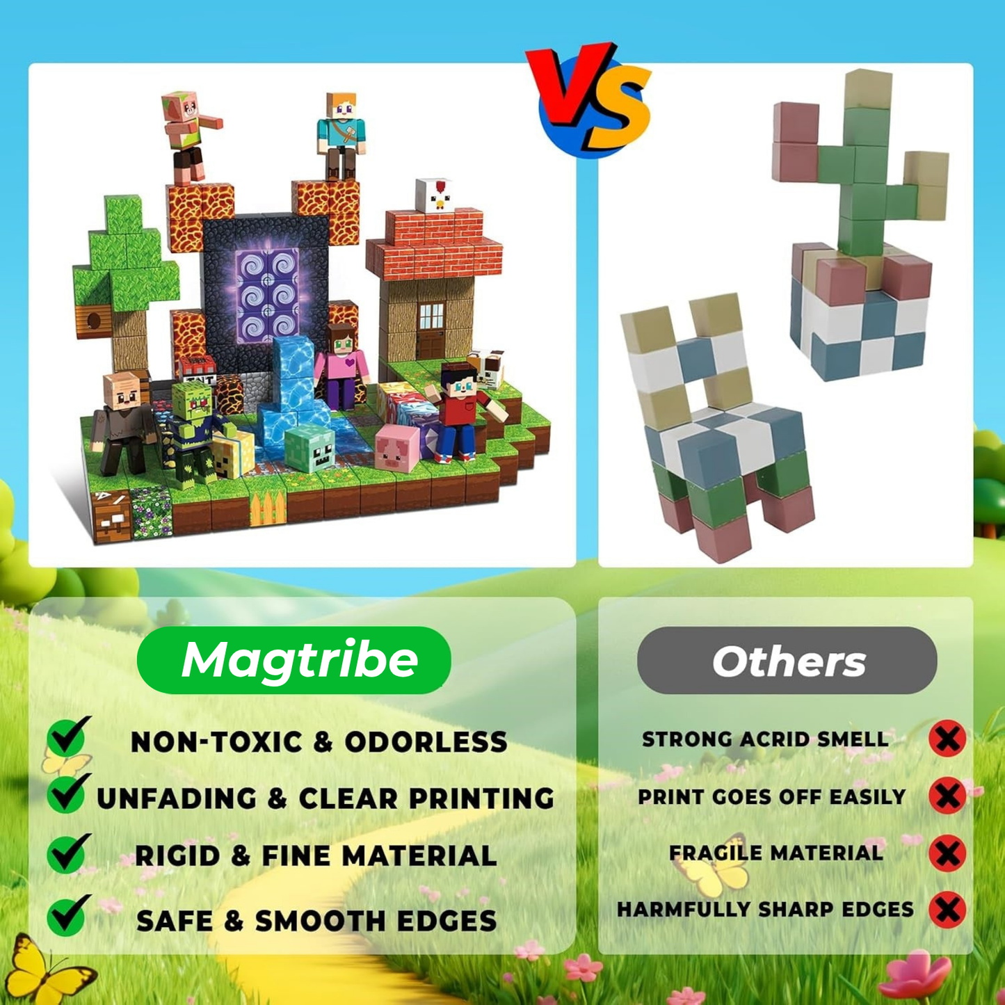 Magtribe™【Jungle Field】Magnetic Building Blocks | 160-464 PCS | 0.8" | Littleman