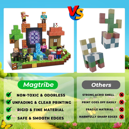 Magtribe™【Jungle Field】Magnetic Building Blocks | 160-464 PCS | 0.8" | Littleman