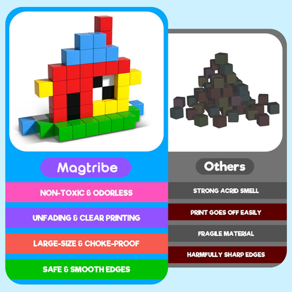 Magtribe™【Solid Color】Magnetic Building Blocks | 52 PCS | 1.0" | Plain