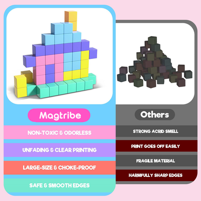 Magtribe™【Pastel Color】Magnetic Building Blocks| 52 PCS | 1.0" | Plain