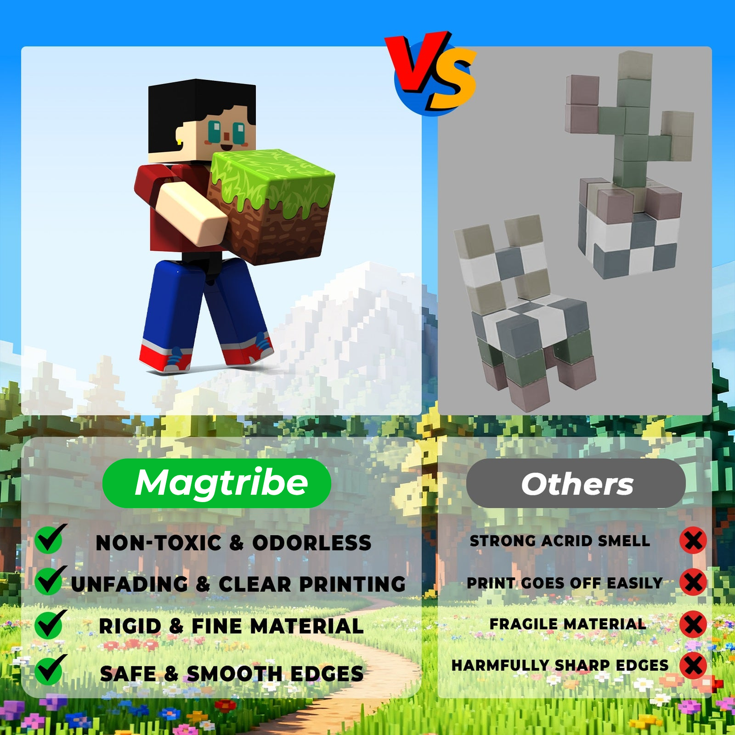 Magtribe™【Mini Nation】Magnetic Building Blocks | 10 PCS | 2.25" | Littleman