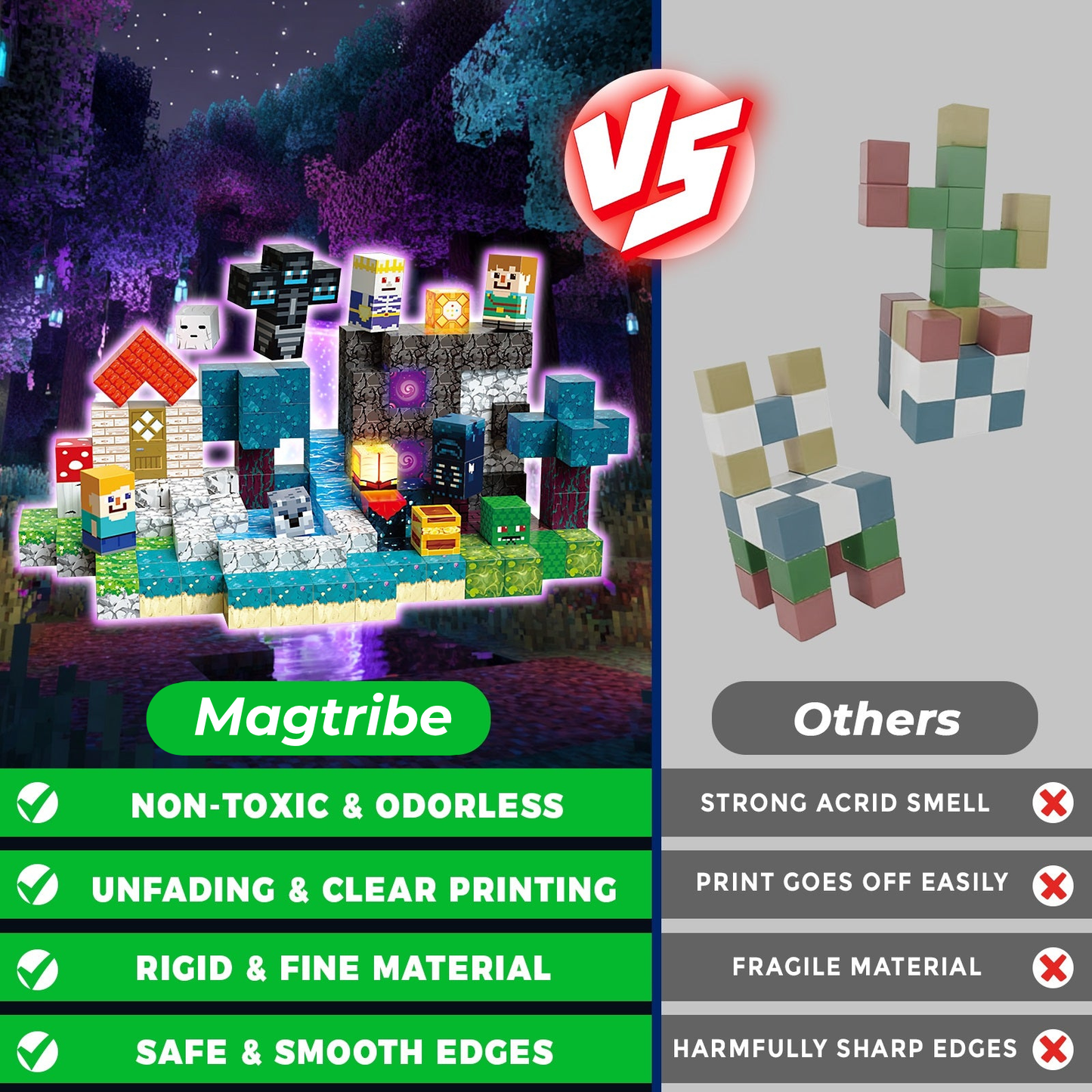 Magtribe™【Dusk Domain】Magnetic Building Blocks | 200 PCS | 0.8" | Glowing
