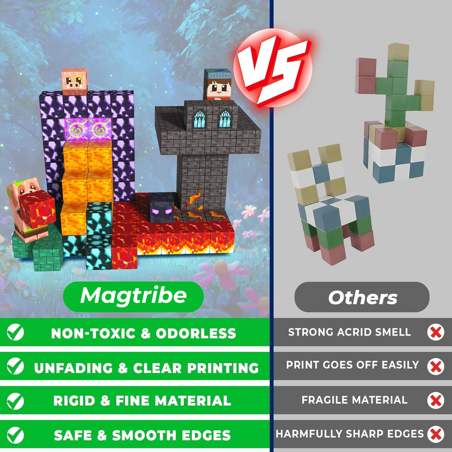 Magtribe™【Pigman Nest】Magnetic Building Blocks | 150 PCS | 0.8" | Glowing
