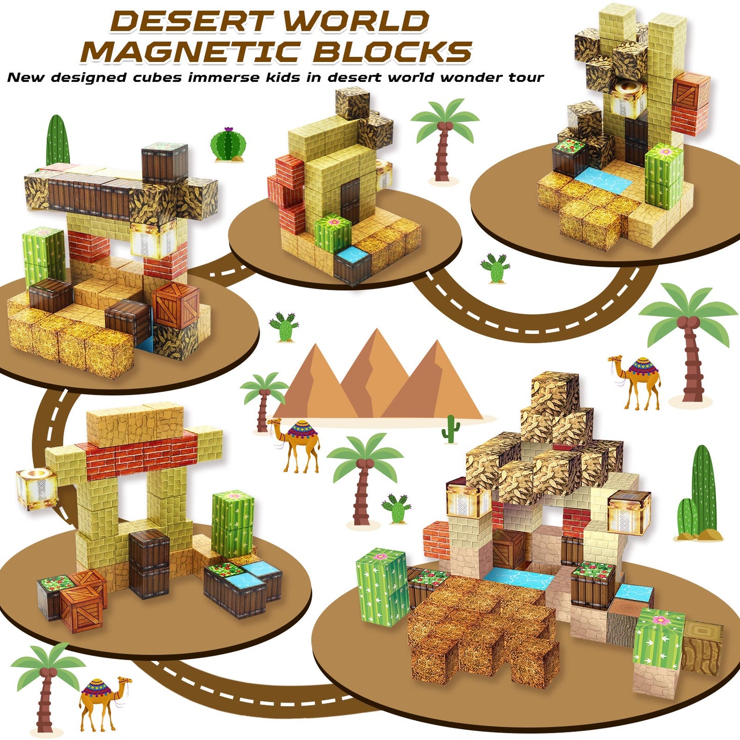 Magtribe™【Lost Desert】Magnetic Building Blocks | 60 PCS | 0.8" | Village