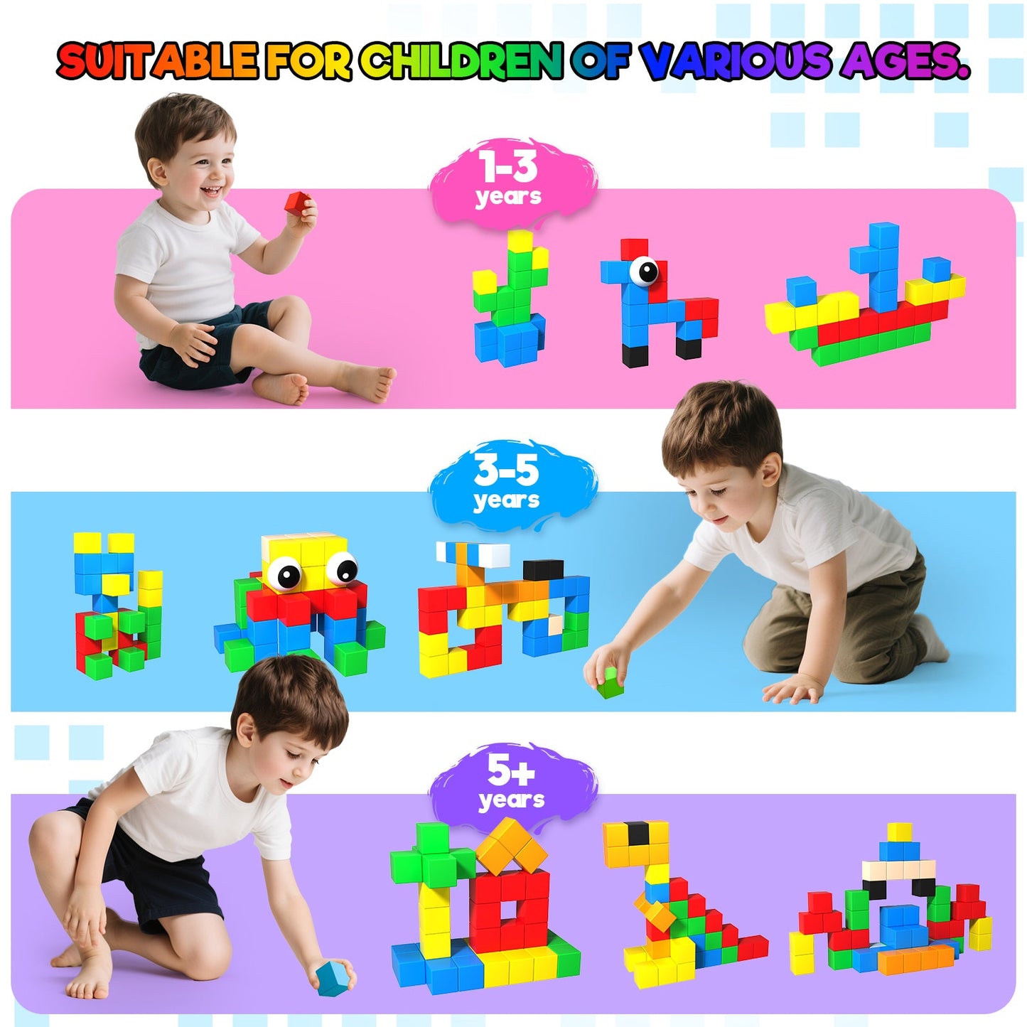 Magtribe™【Solid Color】Magnetic Building Blocks | 52 PCS | 1.0" | Plain