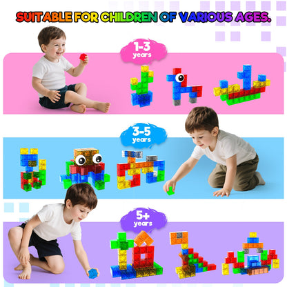 Magtribe™【Clear Color】Magnetic Building Blocks | 52 PCS | 1.0" | Plain