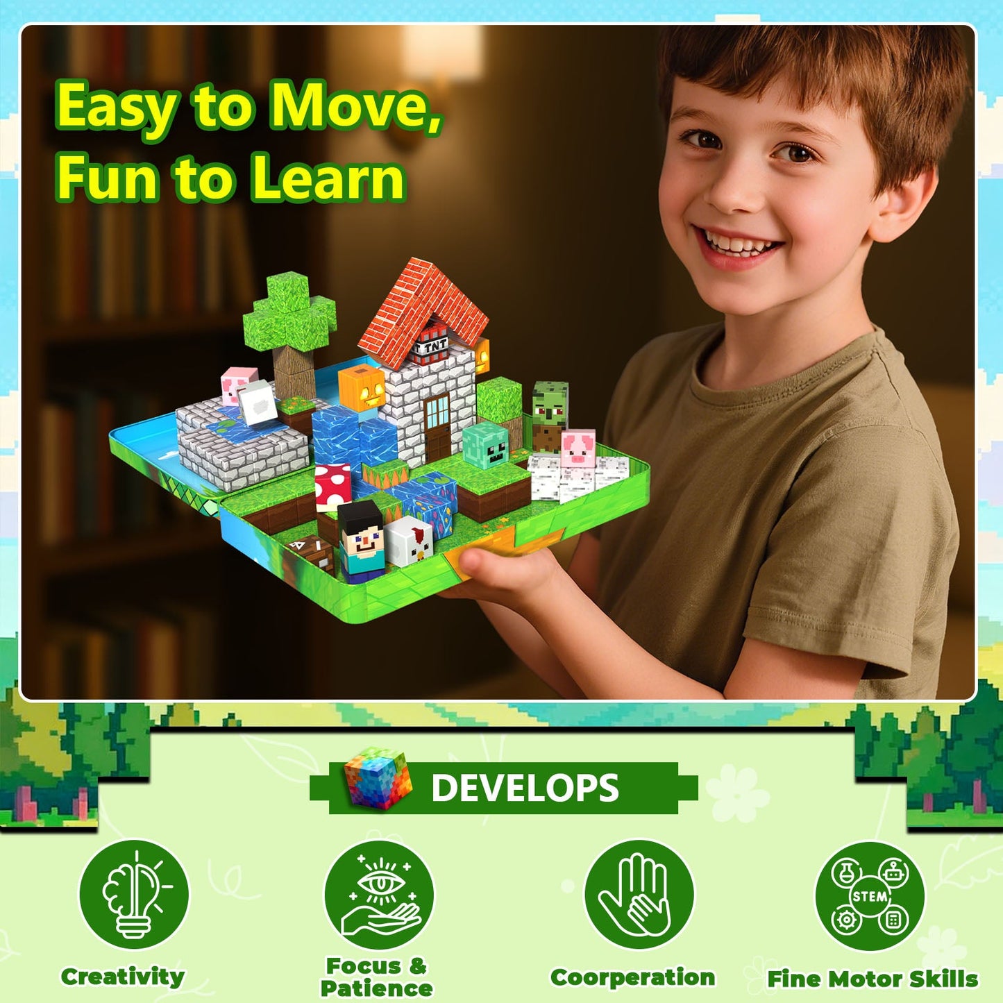 Magtribe™【Greenwood Home】Magnetic Building Blocks | 60 PCS | 0.8" | Portable