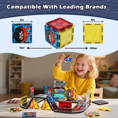 Magtribe™【Racing Car】Magnetic Building Blocks | 34 PCS | 3.0" | Tile