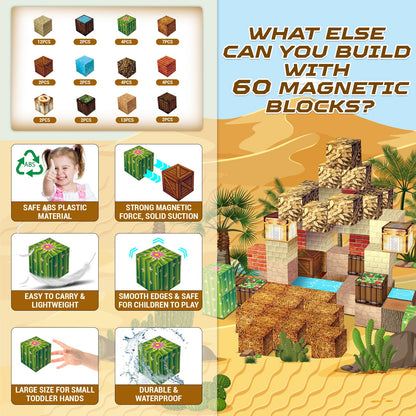 Magtribe™【Lost Desert】Magnetic Building Blocks | 60 PCS | 0.8" | Village