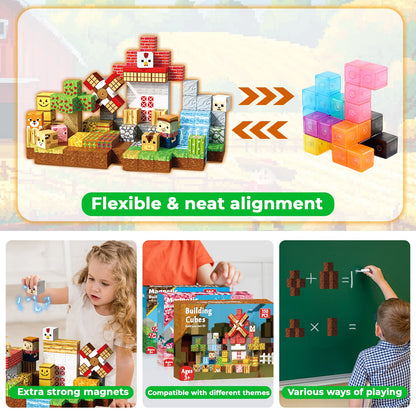 Magtribe™【Rural Farm】Magnetic Building Blocks | 120-150 PCS | 0.8" | Village