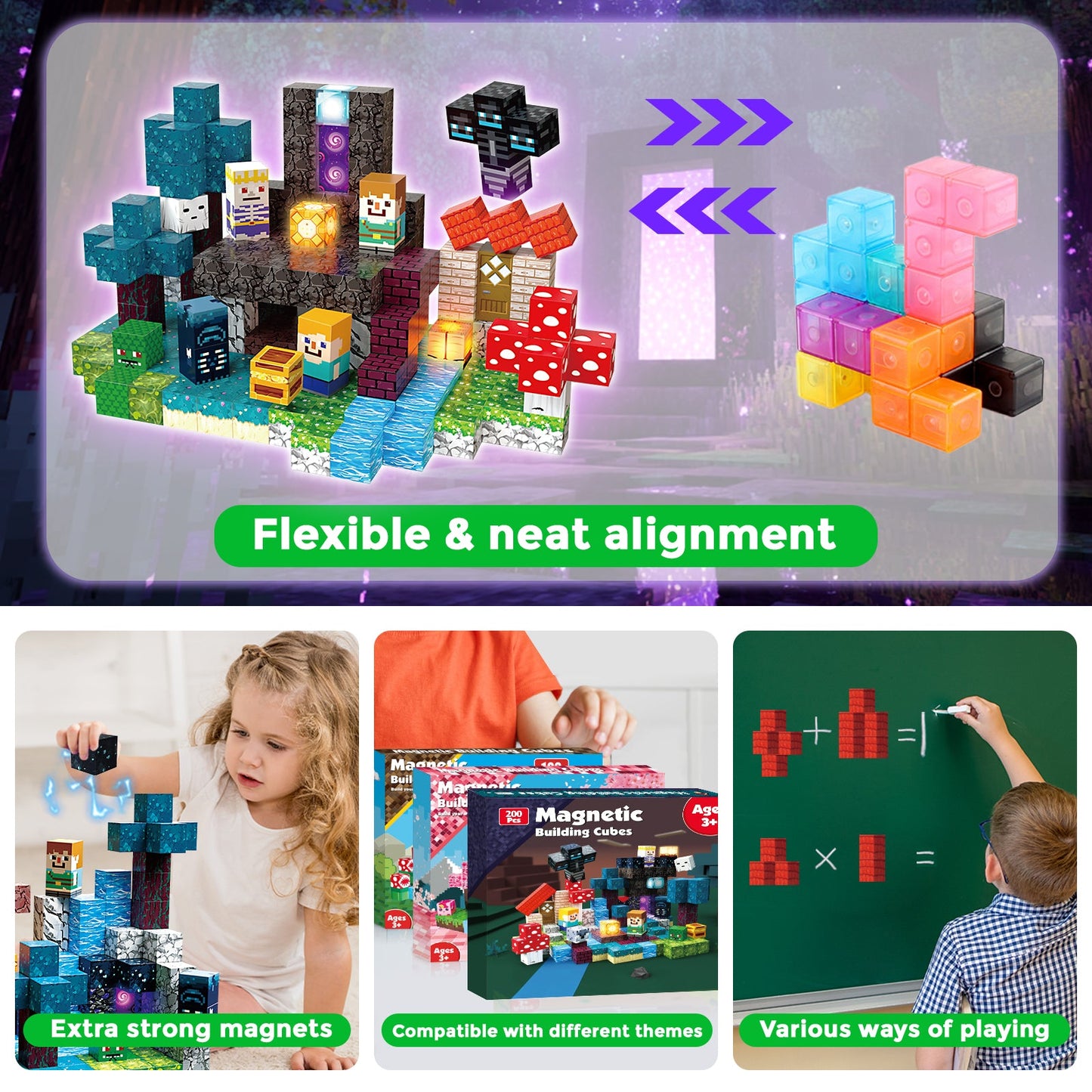 Magtribe™【Dusk Domain】Magnetic Building Blocks | 200 PCS | 0.8" | Glowing