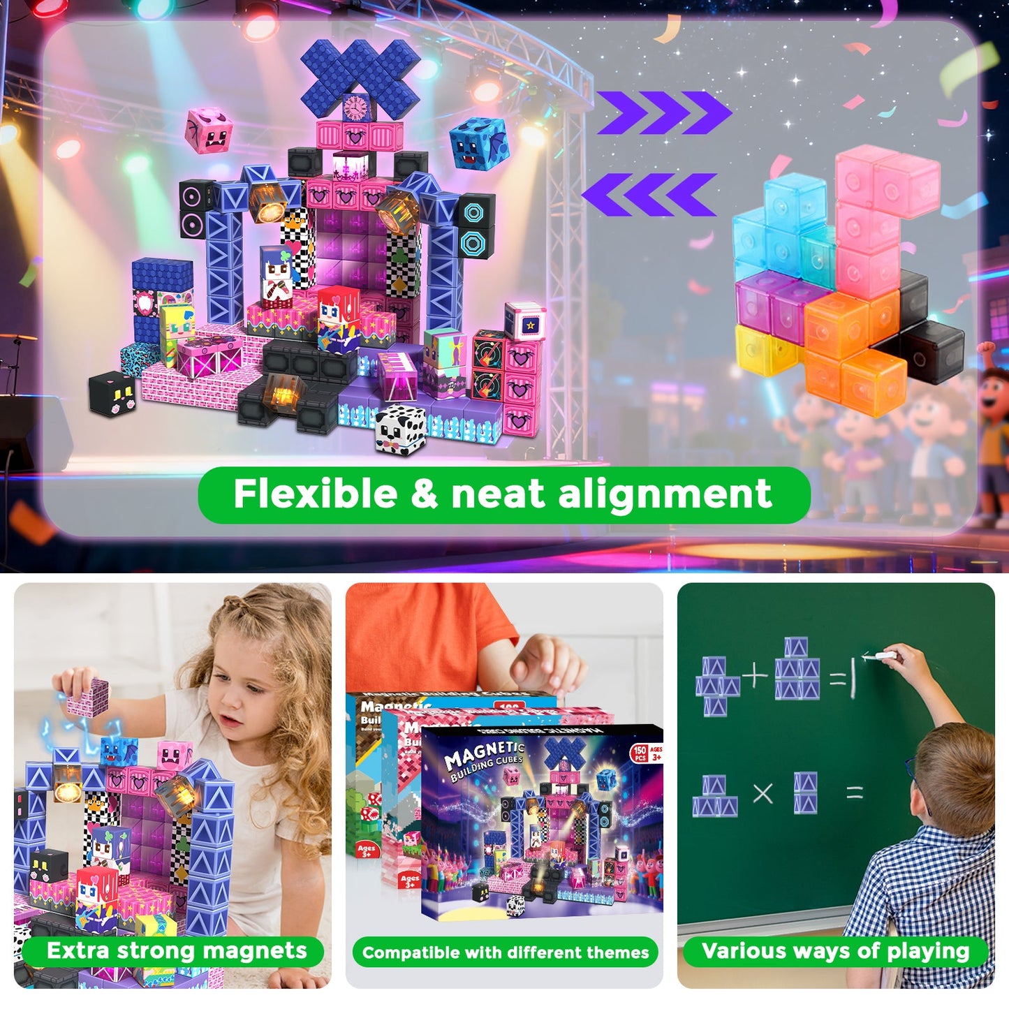 Magtribe™【Rock Band】Magnetic Building Blocks | 150 PCS | 0.8" | Glowing