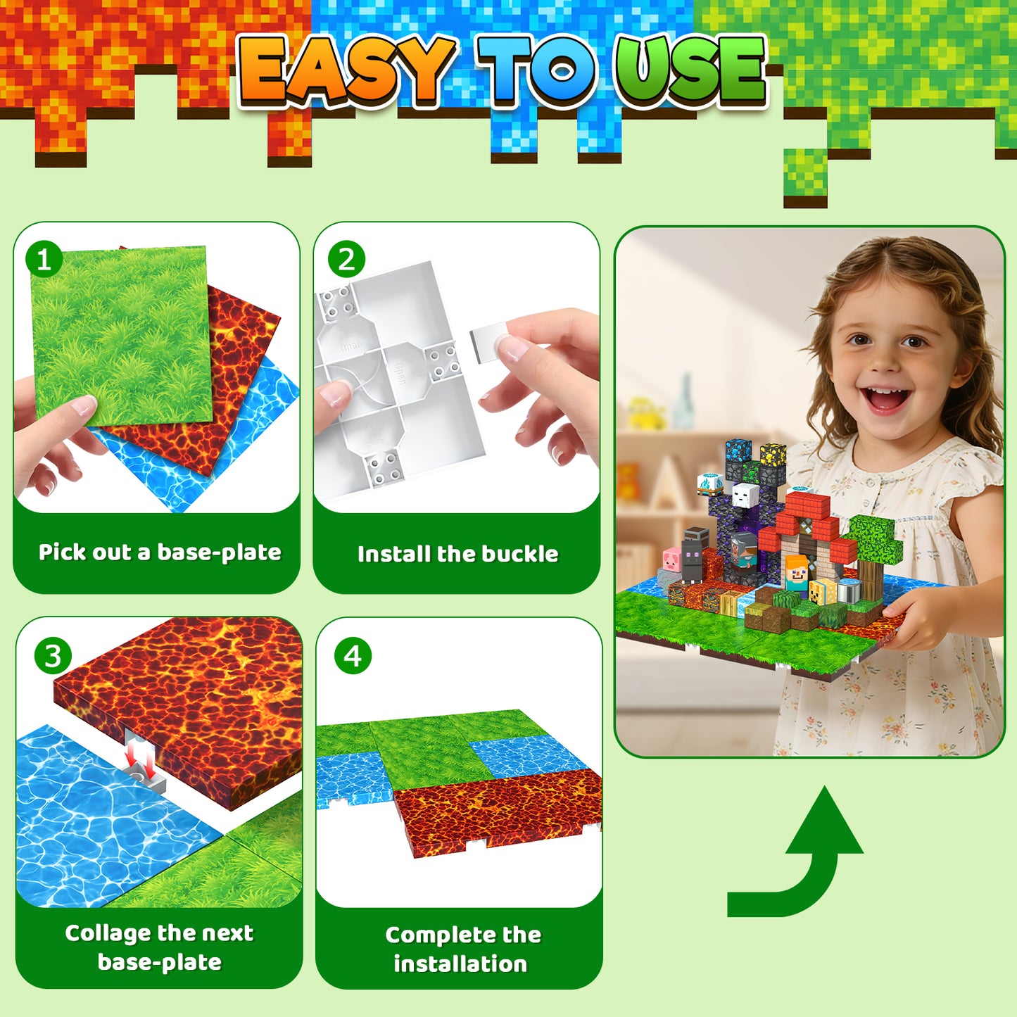 Magtribe™【Mix Element】Magnetic Building Blocks | 8 PCS | 4.0" | Panel