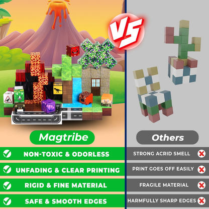 Magtribe™【Dinosaur Age】Magnetic Building Blocks | 100 PCS | 0.8" | Fiction