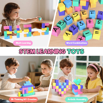 Magtribe™【Pastel Color】Magnetic Building Blocks| 52 PCS | 1.0" | Plain