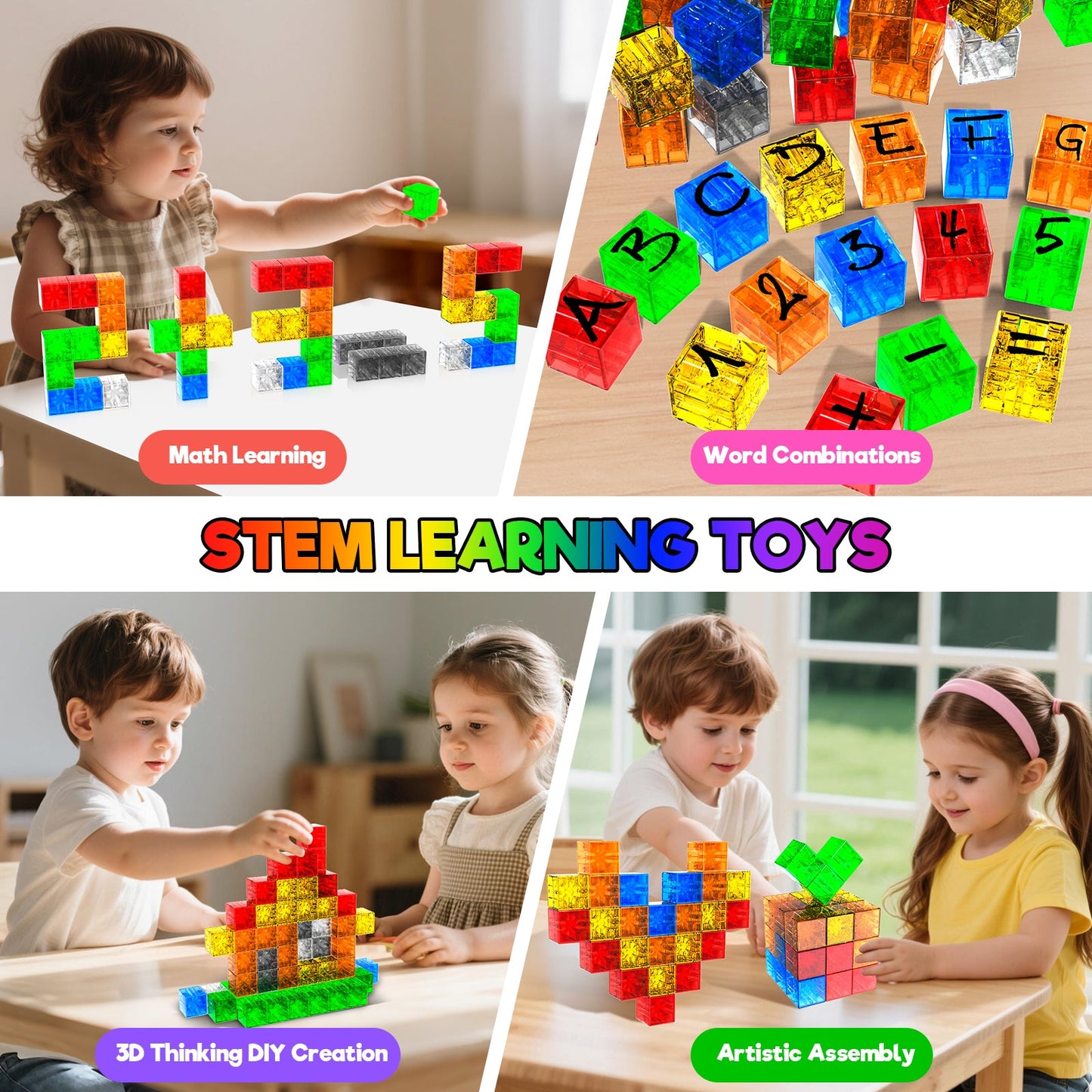Magtribe™【Clear Color】Magnetic Building Blocks | 52 PCS | 1.0" | Plain
