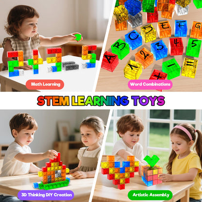 Magtribe™【Clear Color】Magnetic Building Blocks | 52 PCS | 1.0" | Plain