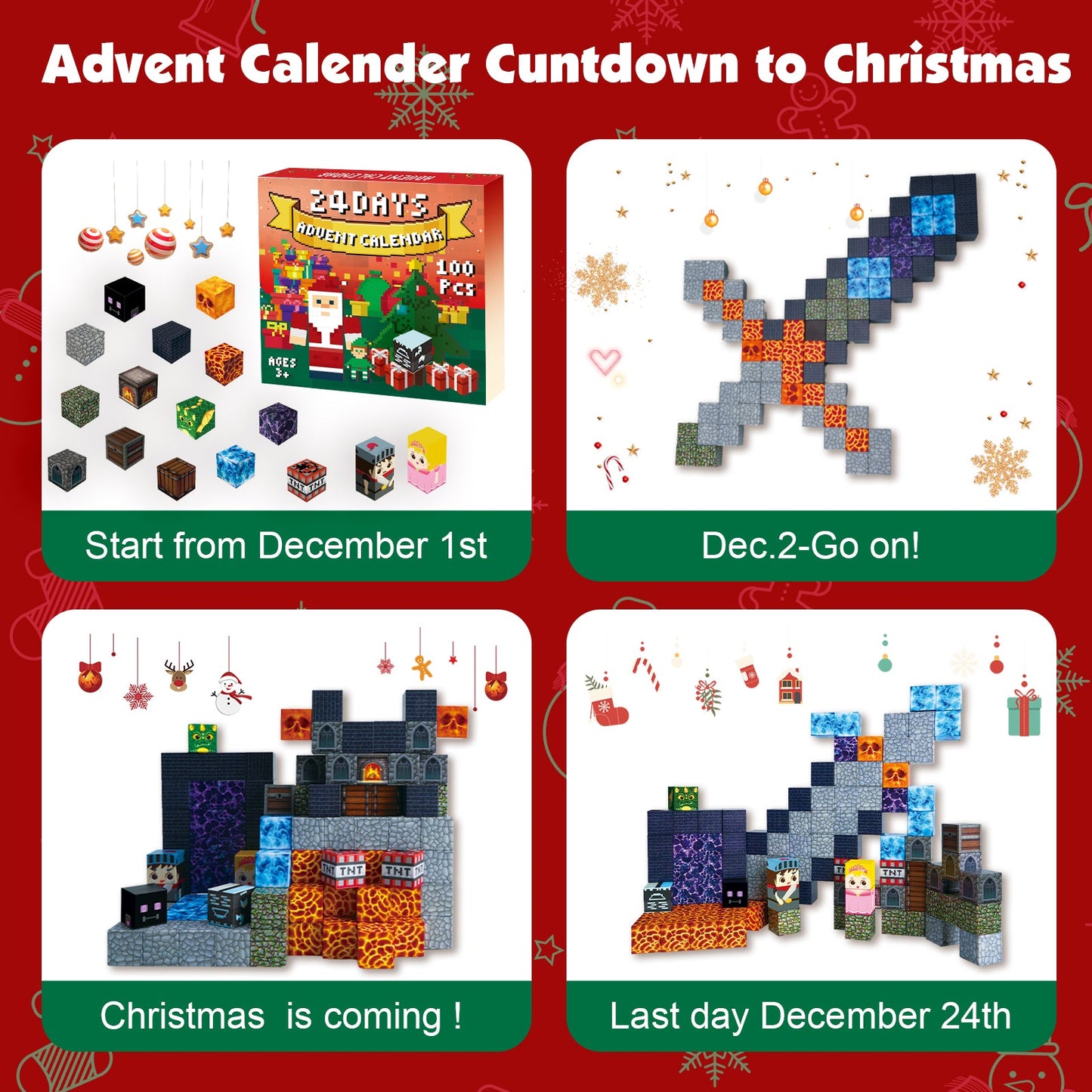 Magtribe™【Dark Realm】Magnetic Building Blocks | 100 PCS | 0.8" | Calendar