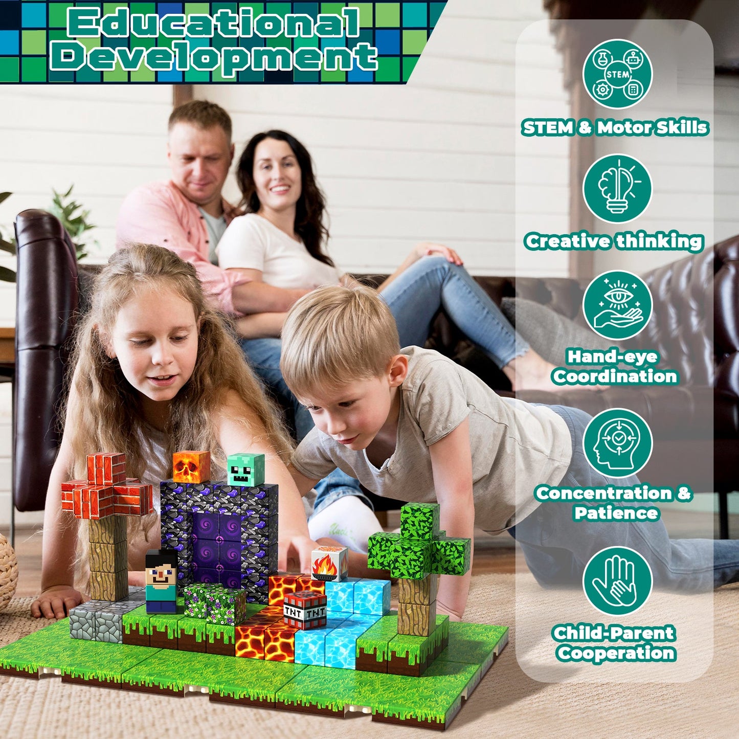 Magtribe™【Mining Cart】Magnetic Building Blocks | 150-200 PCS | 0.8" | Panel