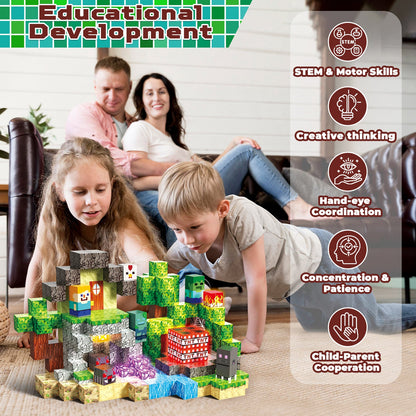 Magtribe™【Death Mountain】Magnetic Building Blocks | 200-400 PCS | 0.8" | Glowing