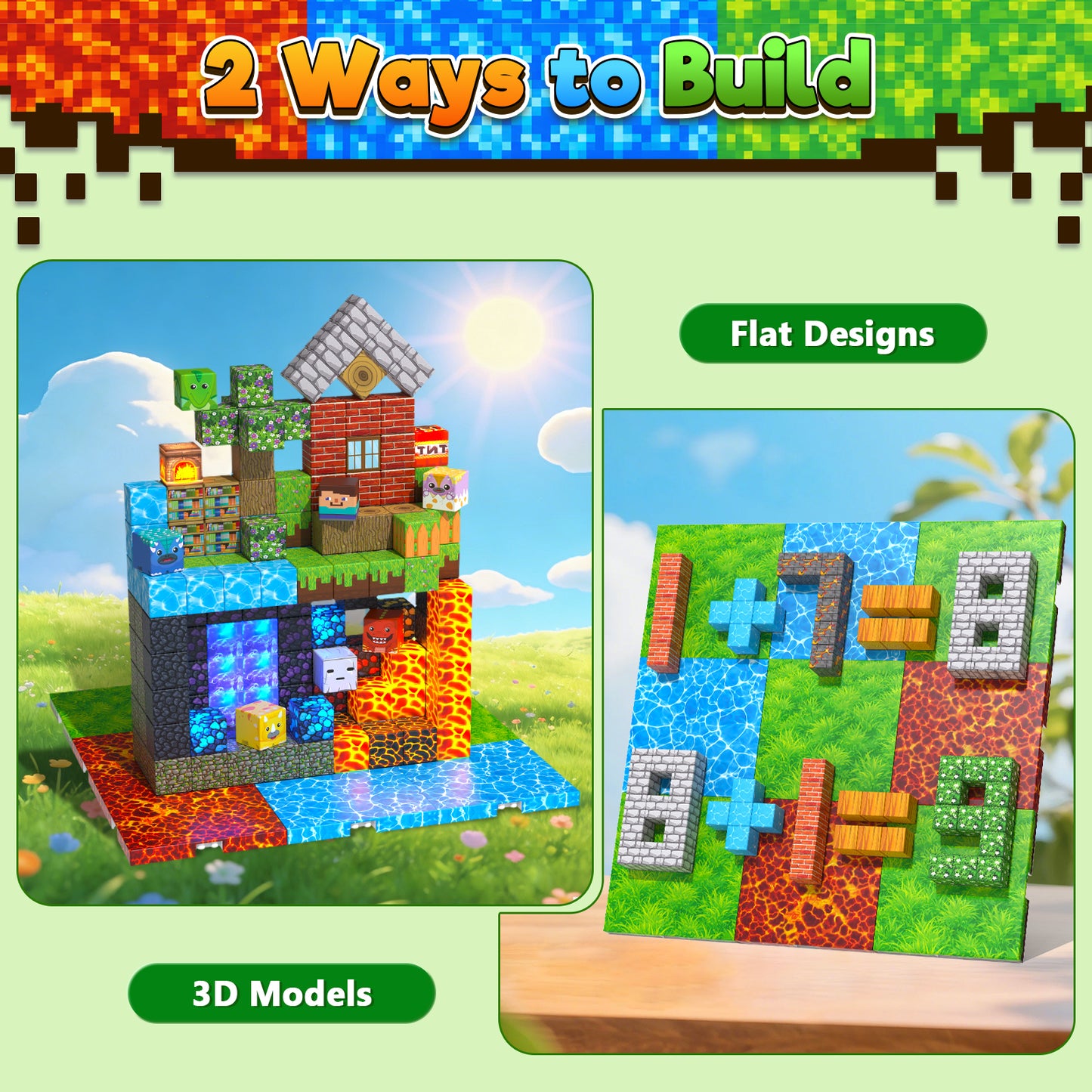 Magtribe™【Mix Element】Magnetic Building Blocks | 8 PCS | 4.0" | Panel
