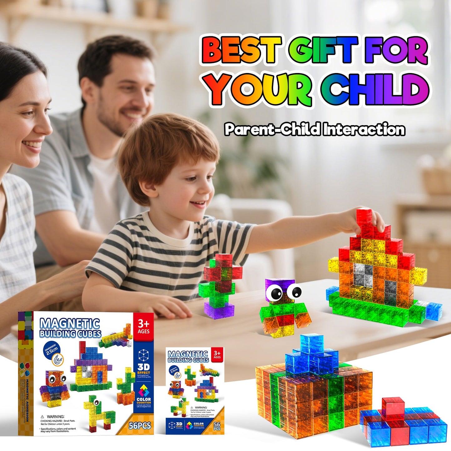 Magtribe™【Clear Color】Magnetic Building Blocks | 52 PCS | 1.0" | Plain