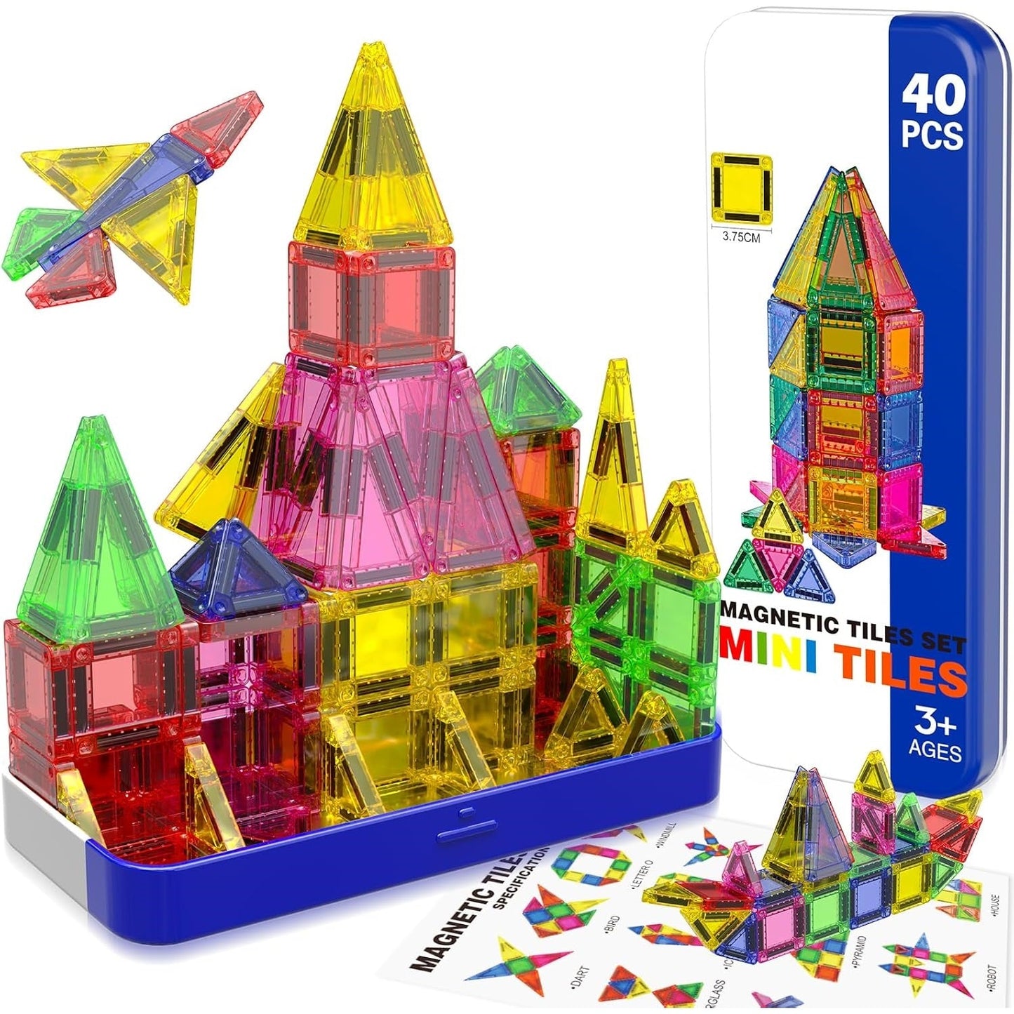 Magtribe™【Geometric Learning】Magnetic Building Blocks | 40-56 PCS | 1.5" | Tile