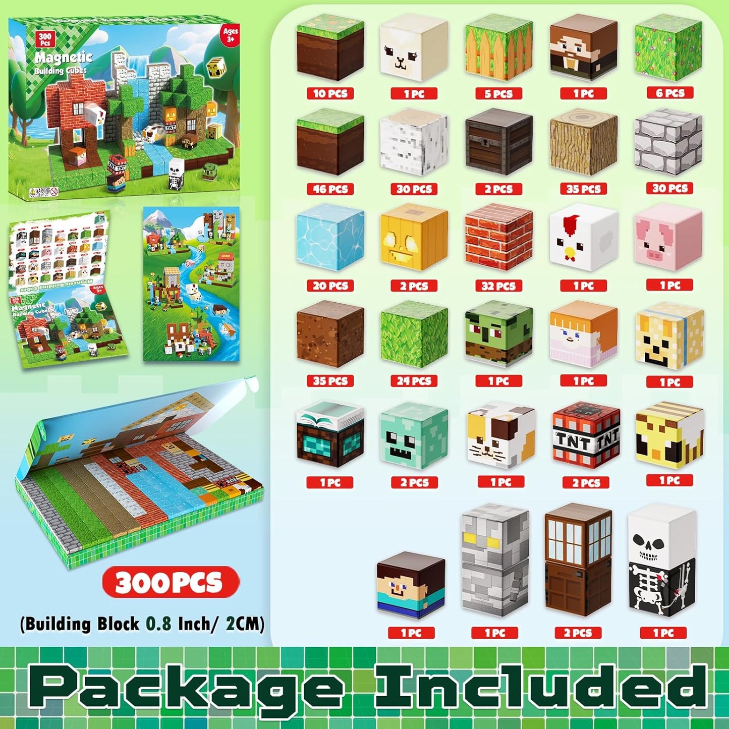 Magtribe™【Forest Life】Magnetic Building Blocks | 100-300 PCS | 0.8" | Village