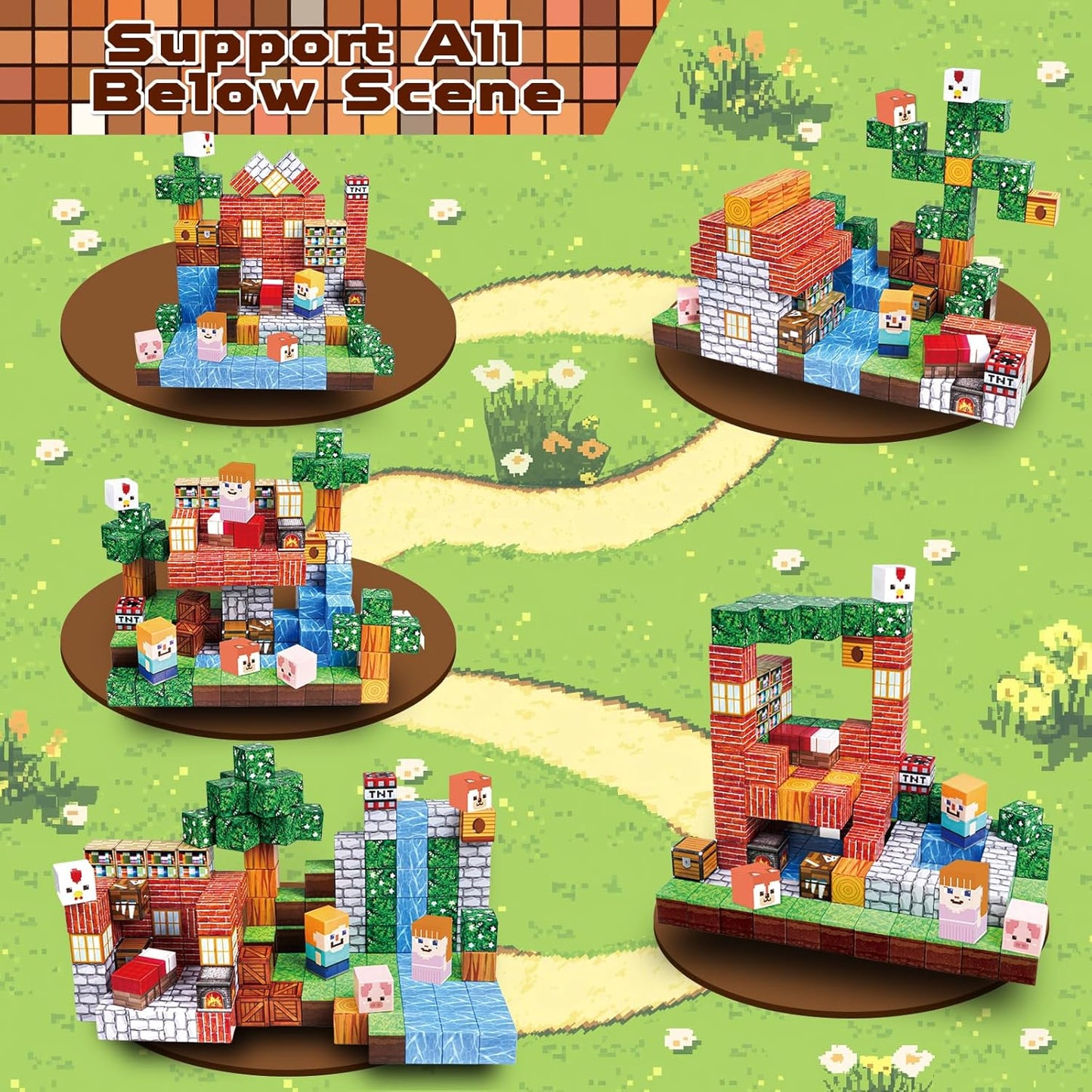 Magtribe™【Grassland Fun】Magnetic Building Blocks | 100-300 PCS | 0.8" | Village