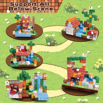 Magtribe™【Grassland Fun】Magnetic Building Blocks | 100-300 PCS | 0.8" | Village
